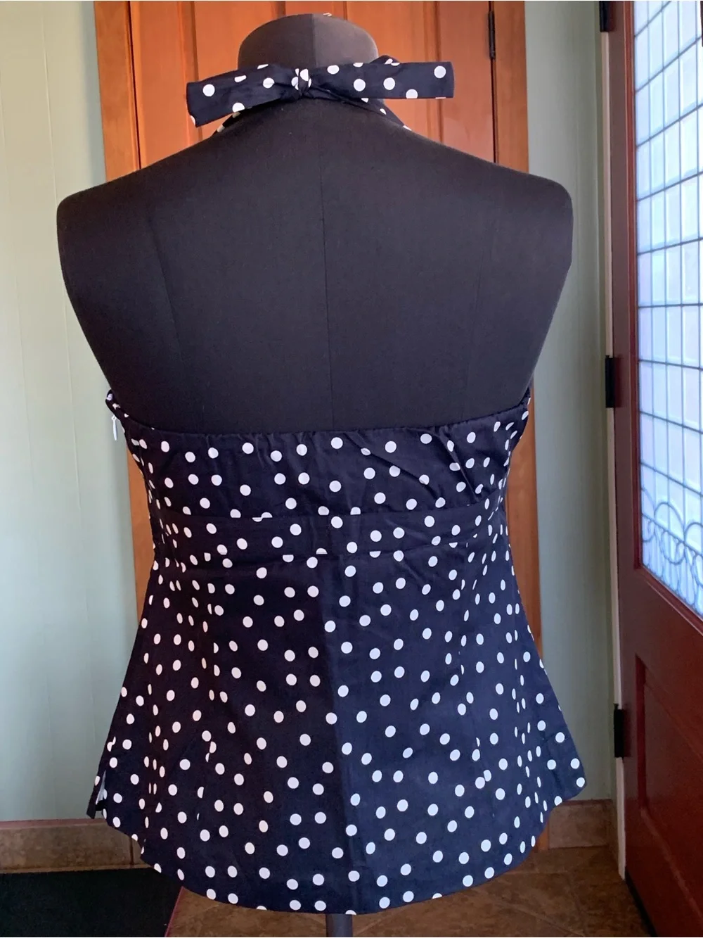 J CREW POLKA DOT HALTER TOP COTTON SALT DOT NAVY New With Tags Size 8